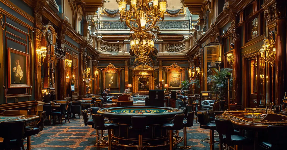 Luxury casino interior with elegant lighting